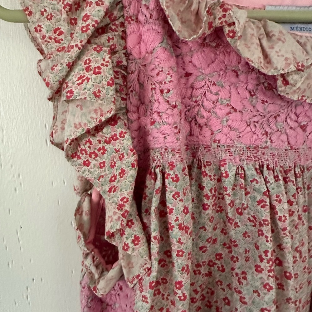 Mi Golondrina Light Pink Embroidered Shirt XS - Picture 3 of 3